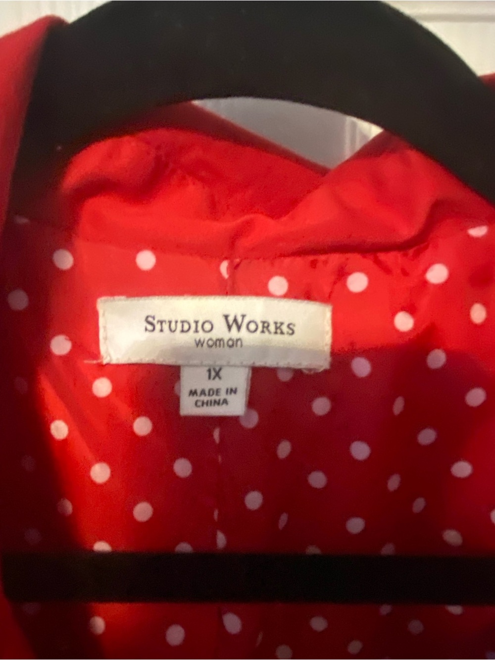 Studio Works Bright Red Utility Jacket with Polka Dot Lining - Picture 2 of 6